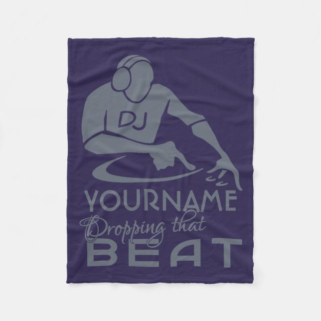 DJ custom name & colour fleece blanket (Front)