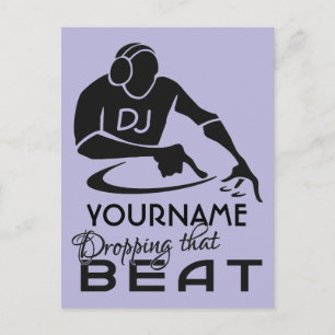 DJ custom name & colour postcard