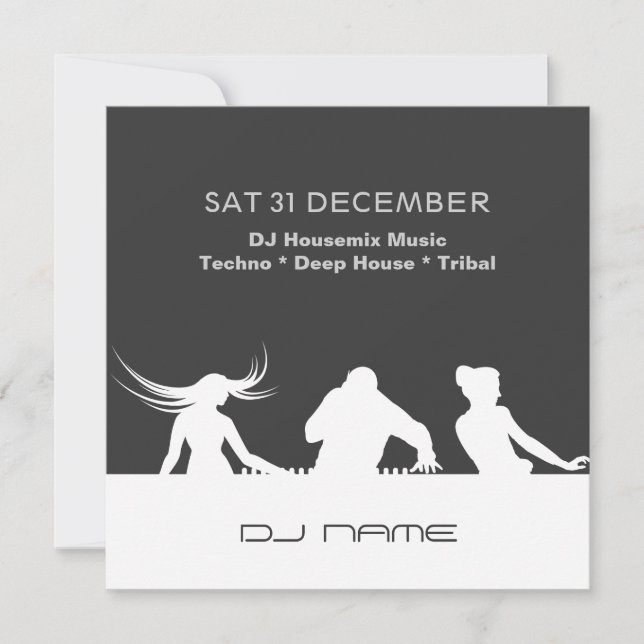 DJ Customisable Party Personalised Invitation (Front)