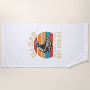 DJ Dad But Cooler Vintage Sunset Vector Design_1 Beach Towel