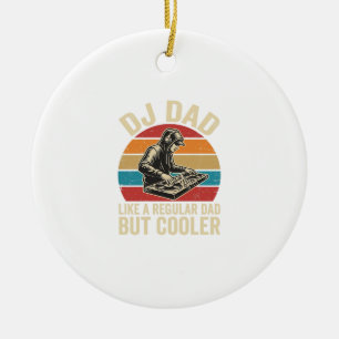 DJ Dad But Cooler Vintage Sunset Vector Design_1 Ceramic Ornament