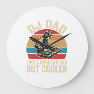 DJ Dad But Cooler Vintage Sunset Vector Design_1 Large Clock