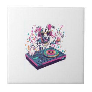 DJ Dalmatian � EDM Rave Party Dog Ceramic Tile