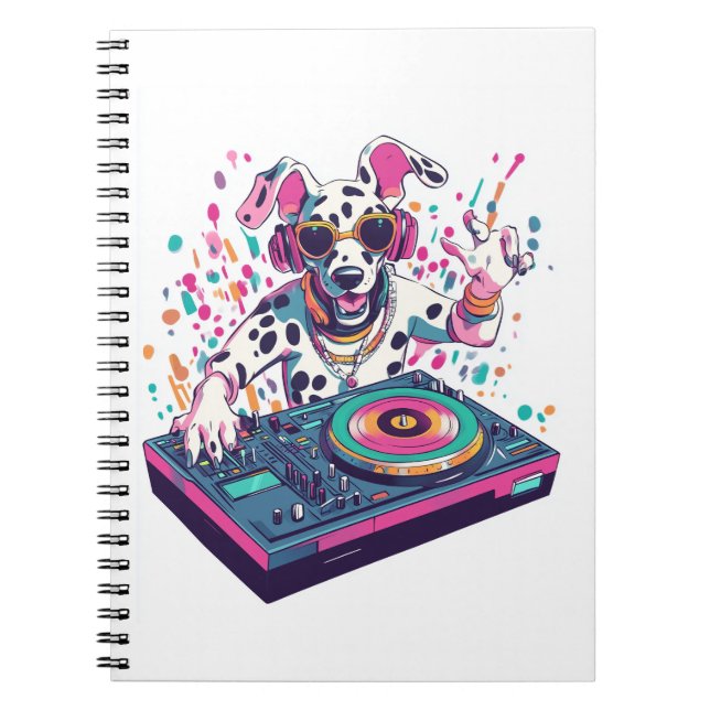 DJ Dalmatian � EDM Rave Party Dog Notebook (Front)