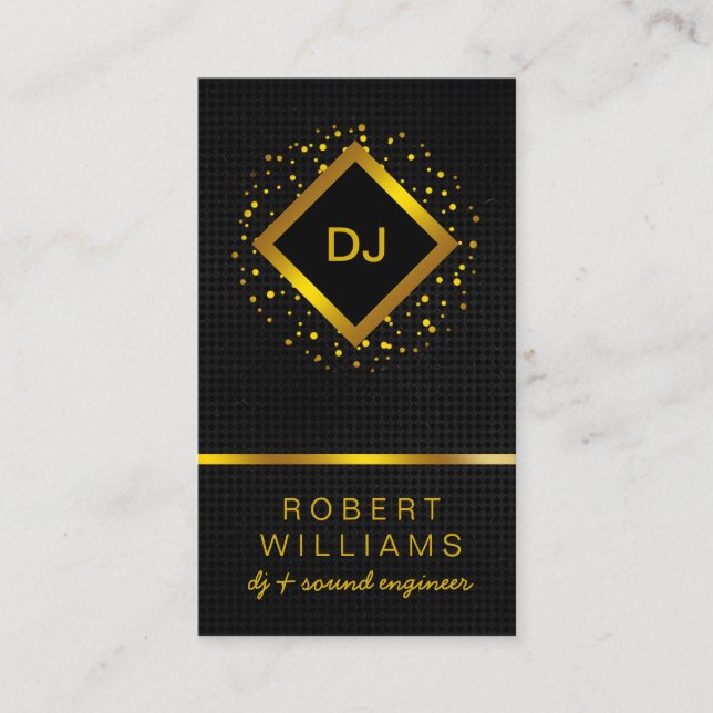 DJ Deejay Professional Gold Faux Music Teacher Business Card (Front)