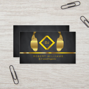 DJ Deejay Professional Headphone Gold Faux Music Business Card