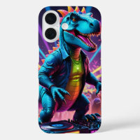 DJ Dinosaur Party With Neon Lights