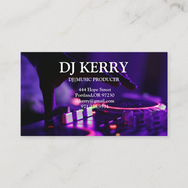 DJ Disc Jockey Electronic Business Card (Front)