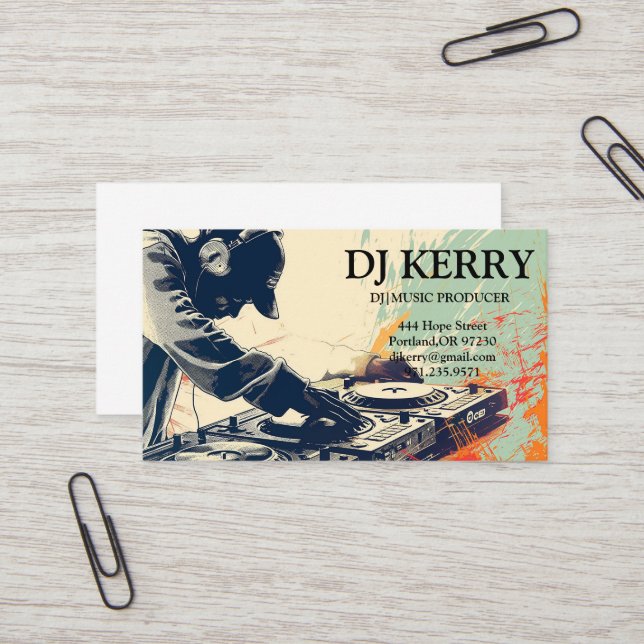 DJ Disc Jockey Electronic Business Card (Front/Back In Situ)