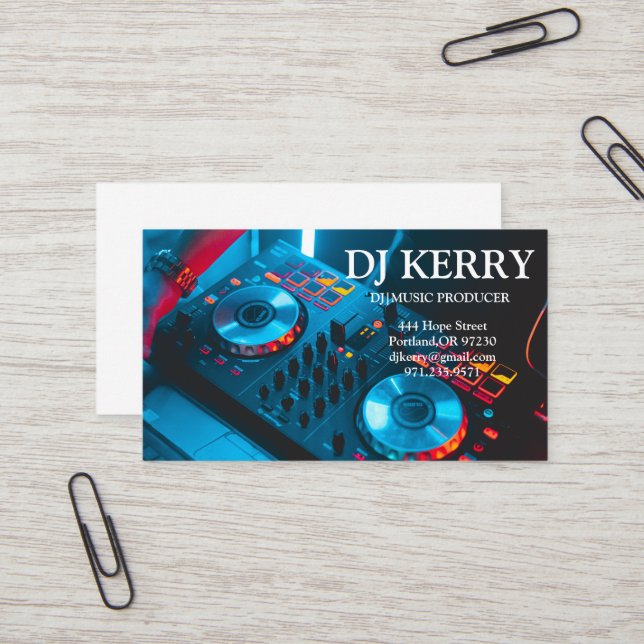DJ Disc Jockey Electronic Business Card (Front/Back In Situ)