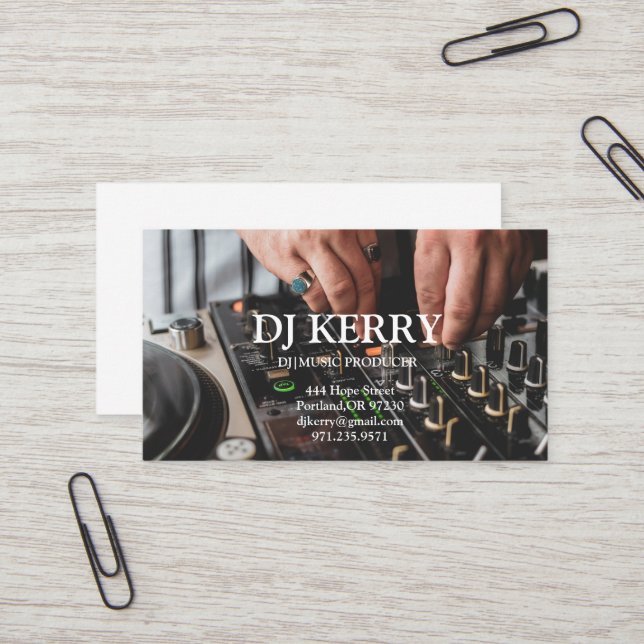 DJ Disc Jockey Electronic Business Card (Front/Back In Situ)