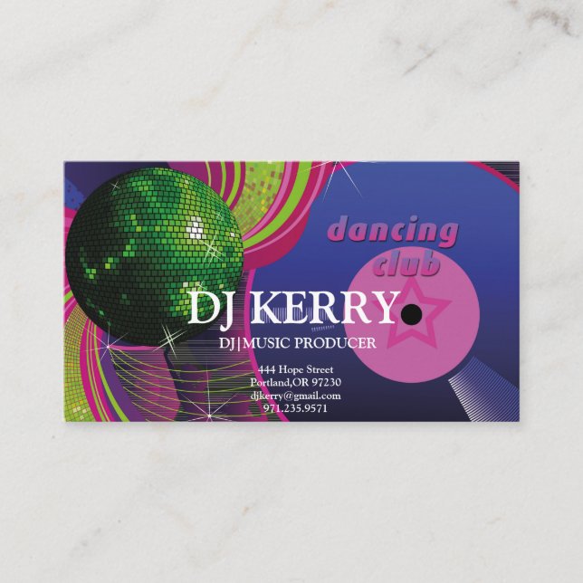 DJ Disc Jockey Electronic Business Card (Front)