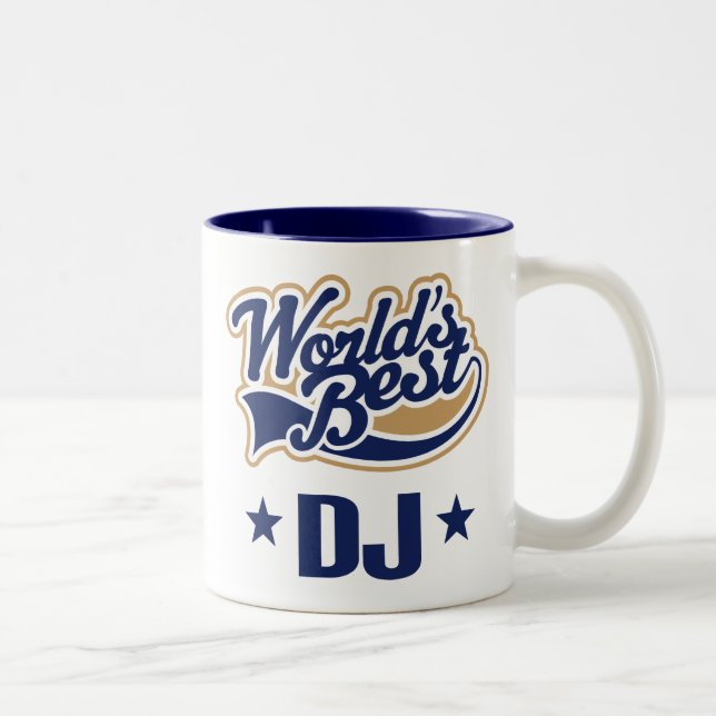 Dj Disc Jockey Gift (Worlds Best) Two-Tone Coffee Mug (Right)