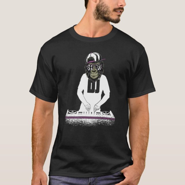 DJ Disc Jockey Monkey 1 T-Shirt (Front)
