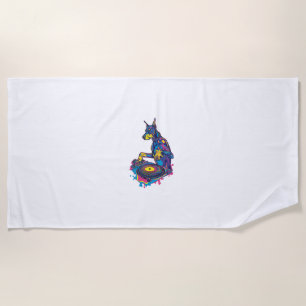DJ Doberman – Club Vibe Party Dog Beach Towel