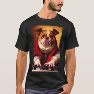 Dj Dog bulldog funny cute fat music vinyl T-Shirt