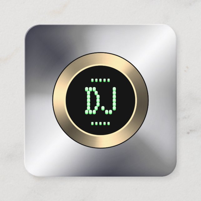 DJ faux display metallic  Square Business Card (Front)