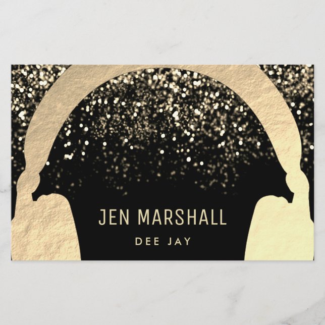 DJ faux gold foil effect headphones design Flyer (Front)