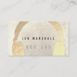 DJ faux gold headphones Business Card
