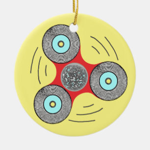 DJ Fidget Spinner Ceramic Tree Decoration