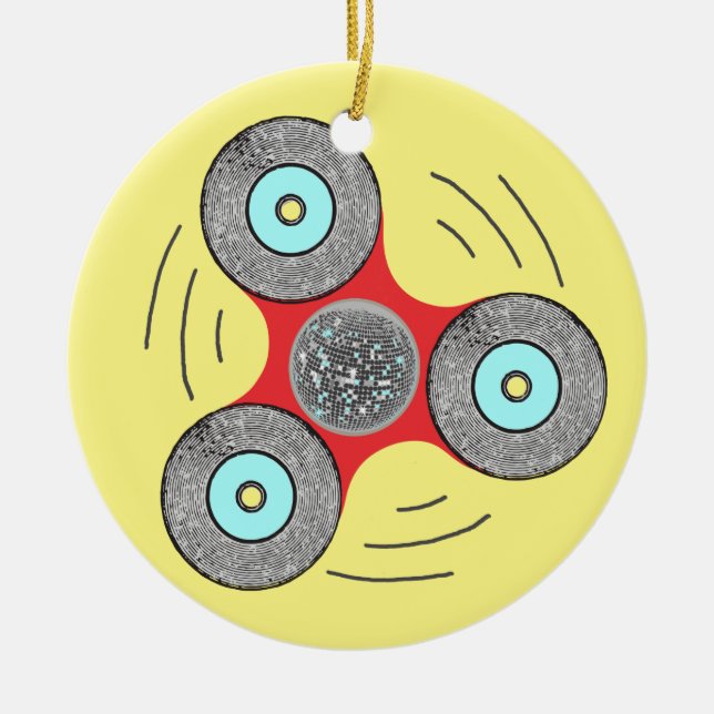 DJ Fidget Spinner Ceramic Tree Decoration (Front)