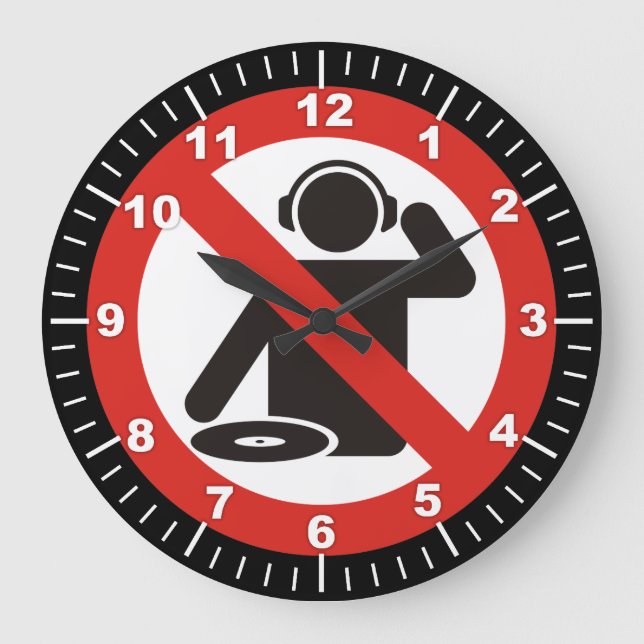 DJ free zone Large Clock (Front)