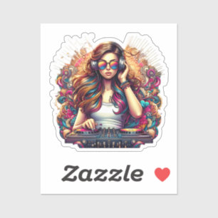 Dj Girl Vibrant Illustration