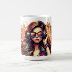 Dj Girl Vibrant Illustration Coffee Mug