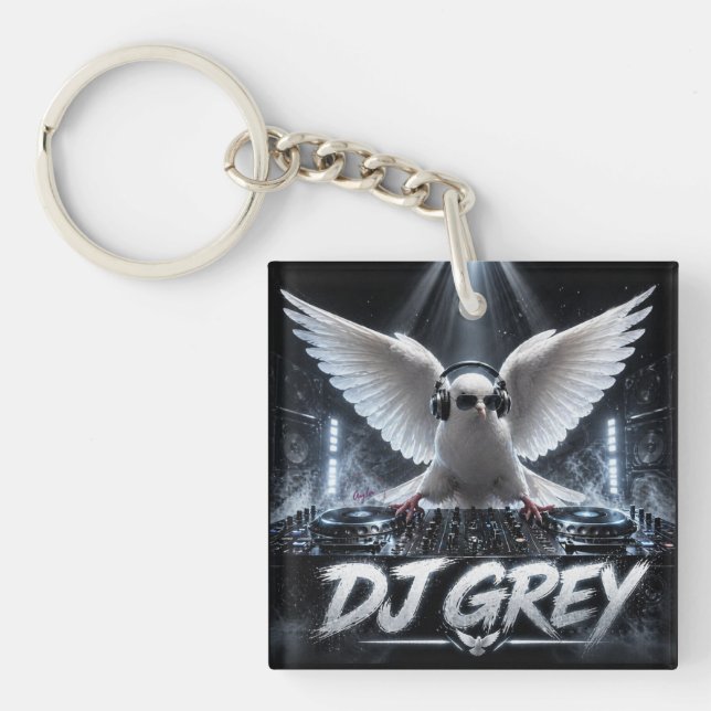 DJ GREY DOUBLE SIDED KEY RING (Front)