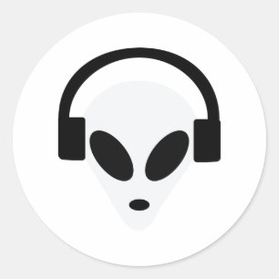 dj headphone alien area 51 classic round sticker
