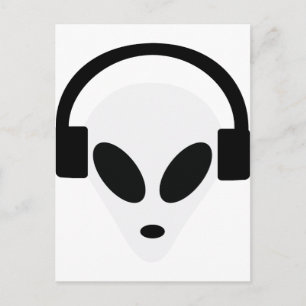 dj headphone alien area 51 postcard