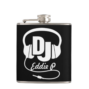 DJ headphones add your name hip flask