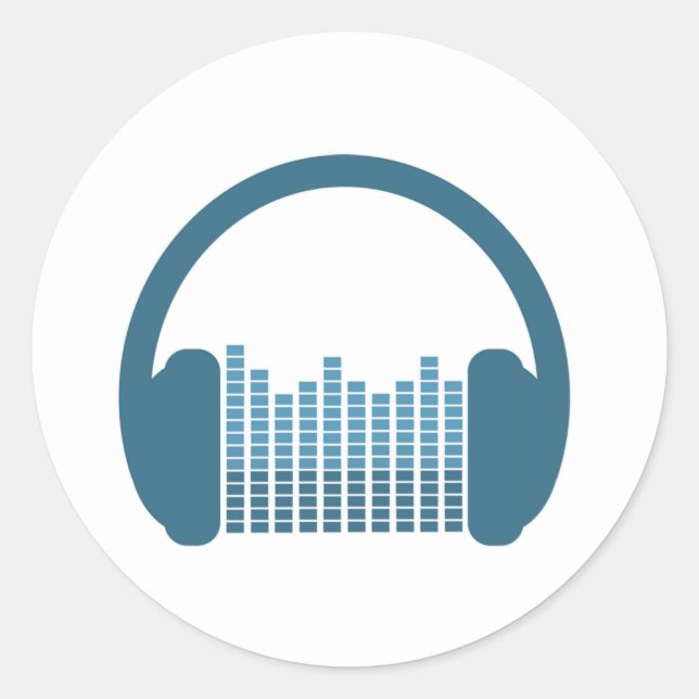 DJ Headphones, DJ Logo Classic Round Sticker (Front)