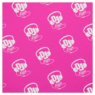 DJ headphones personalised name fabric