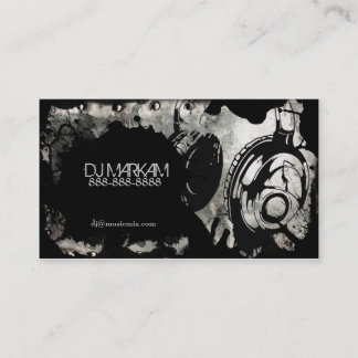 DJ Headphones & Splatter on Metal Business Cards