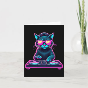Dj House Cat Rainbow Dj Cat Kitty Card