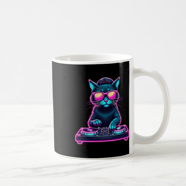 Dj House Cat Rainbow Dj Cat Kitty  Coffee Mug (Right)