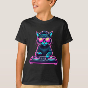 Dj House Cat Rainbow Dj Cat Kitty  T-Shirt