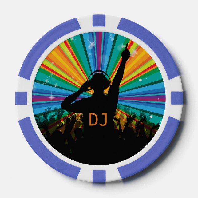 DJ illustration custom monogram poker chips (Front)