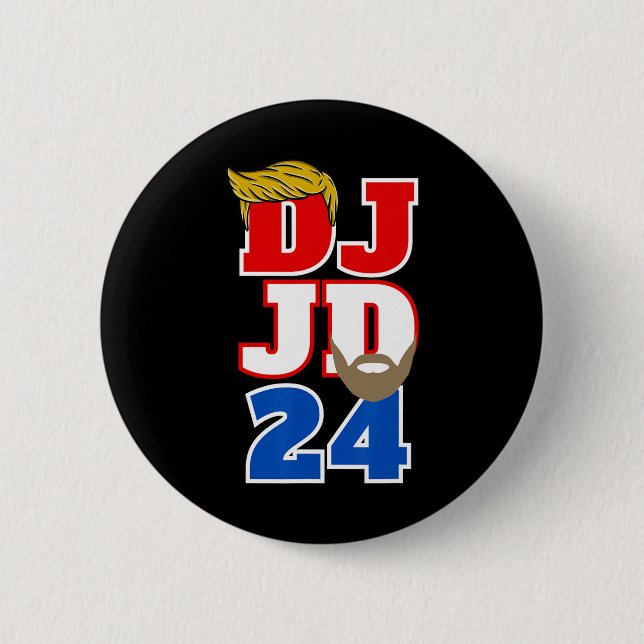 Dj Jd 24 Trump Hair Vance Beard 2024 Republican Me 6 Cm Round Badge (Front)