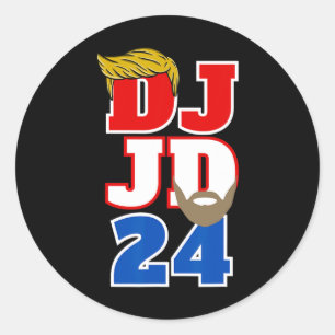 Dj Jd 24 Trump Hair Vance Beard 2024 Republican Me Classic Round Sticker