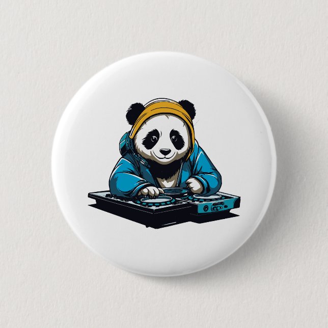 DJ Kawaii Panda 6 Cm Round Badge (Front)