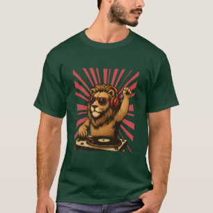 DJ Lion – Cool Retro Style Music Art T-Shirt
