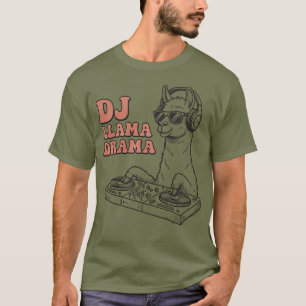 DJ Llama Drama Funny Cartoon T-Shirt