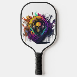 DJ logo with a mix of music genres, representing Pickleball Paddle