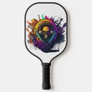 DJ logo with a mix of music genres, representing  Pickleball Paddle