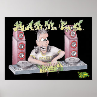 DJ mark e g graffiti cartoon print/poster Poster