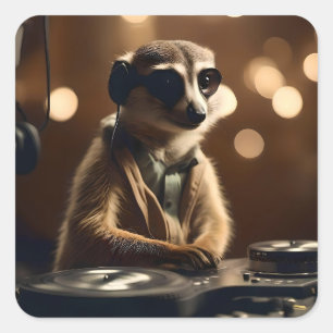 DJ Meerkat: Spinning Tracks in the Savanna, Square Sticker
