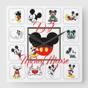 DJ Mickeymouse Square Wall Clock