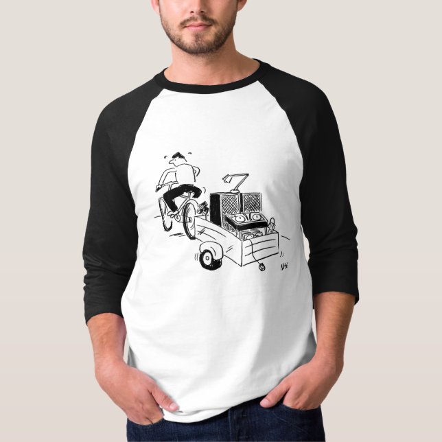 DJ Mobile Disco Record Player Cartoon T-Shirt (Front)